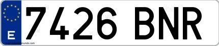 Ejemplo de matrícula española 7426 BNR
