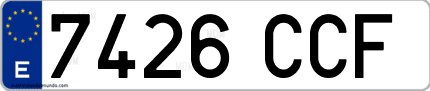 Ejemplo de matrícula de coche ordinaria 7426 CCF
