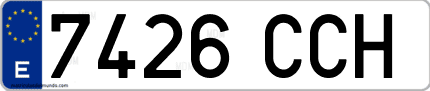 Ejemplo de matrícula de coche ordinaria 7426 CCH