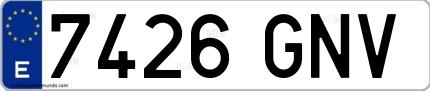 Ejemplo de matrícula española 7426 GNV