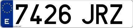 Ejemplo de matrícula española 7426 JRZ