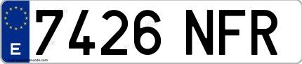 Ejemplo de matrícula española 7426 NFR
