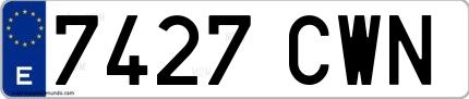 Ejemplo de matrícula española 7427 CWN