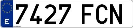 Ejemplo de matrícula española 7427 FCN