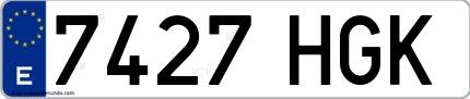 Ejemplo de matrícula española 7427 HGK