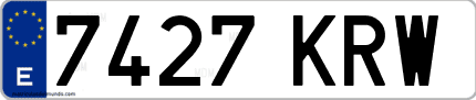 Ejemplo de matrícula de coche ordinaria 7427 KRW