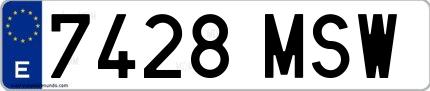 Ejemplo de matrícula española 7428 MSW