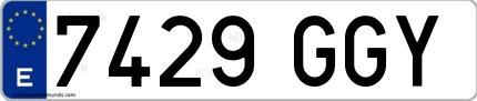 Ejemplo de matrícula española 7429 GGY