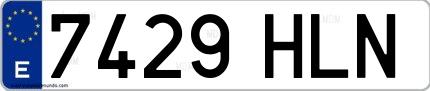 Ejemplo de matrícula española 7429 HLN