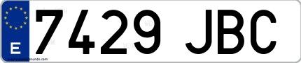 Ejemplo de matrícula española 7429 JBC