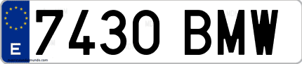 Ejemplo de matrícula de coche ordinaria 7430 BMW