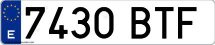 Ejemplo de matrícula española 7430 BTF
