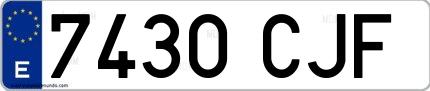 Ejemplo de matrícula española 7430 CJF