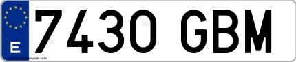 Ejemplo de matrícula española 7430 GBM