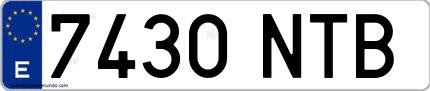 Ejemplo de matrícula española 7430 NTB