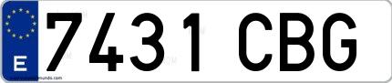 Ejemplo de matrícula española 7431 CBG