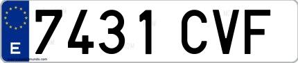 Ejemplo de matrícula española 7431 CVF