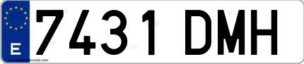 Ejemplo de matrícula española 7431 DMH
