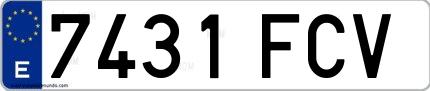 Ejemplo de matrícula española 7431 FCV