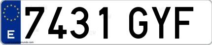 Ejemplo de matrícula española 7431 GYF