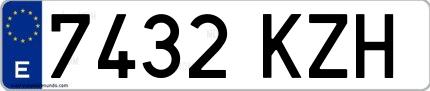 Ejemplo de matrícula española 7432 KZH
