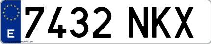 Ejemplo de matrícula española 7432 NKX