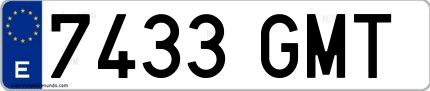Ejemplo de matrícula española 7433 GMT