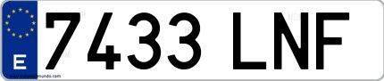 Ejemplo de matrícula española 7433 LNF