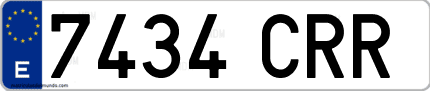 Ejemplo de matrícula de coche ordinaria 7434 CRR