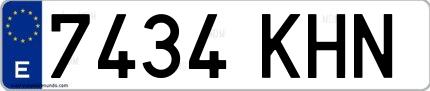 Ejemplo de matrícula española 7434 KHN