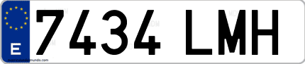 Ejemplo de matrícula de coche ordinaria 7434 LMH