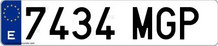 Ejemplo de matrícula española 7434 MGP