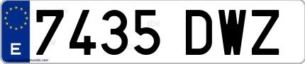 Ejemplo de matrícula española 7435 DWZ