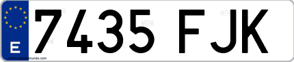 Ejemplo de matrícula de coche ordinaria 7435 FJK