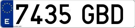 Ejemplo de matrícula española 7435 GBD