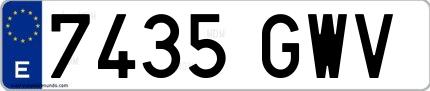 Ejemplo de matrícula española 7435 GWV