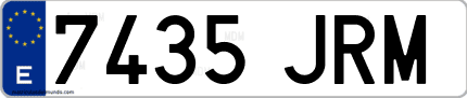 Ejemplo de matrícula de coche ordinaria 7435 JRM