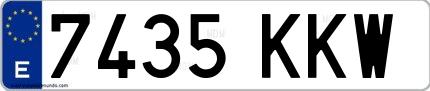 Ejemplo de matrícula española 7435 KKW