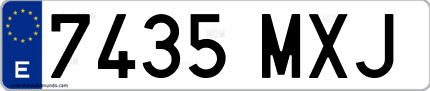 Ejemplo de matrícula de coche ordinaria 7435 MXJ