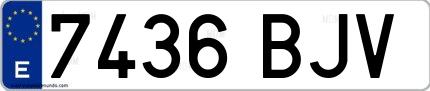 Ejemplo de matrícula española 7436 BJV
