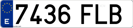 Ejemplo de matrícula de coche ordinaria 7436 FLB