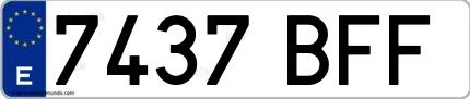 Ejemplo de matrícula española 7437 BFF