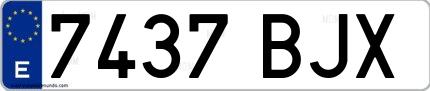 Ejemplo de matrícula española 7437 BJX