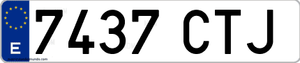 Ejemplo de matrícula de coche ordinaria 7437 CTJ