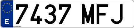Ejemplo de matrícula de coche ordinaria 7437 MFJ