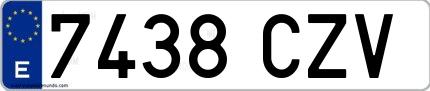 Ejemplo de matrícula española 7438 CZV