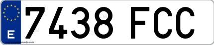 Ejemplo de matrícula española 7438 FCC