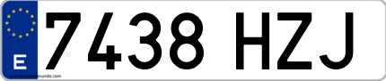Ejemplo de matrícula de coche ordinaria 7438 HZJ
