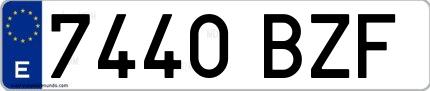 Ejemplo de matrícula española 7440 BZF