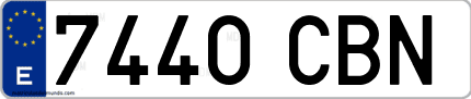 Ejemplo de matrícula de coche ordinaria 7440 CBN
